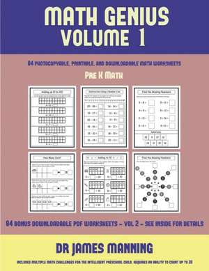 Pre K Math (Math Genius Vol 1) de James Manning