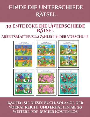 Arbeitsblätter zum Zählen in der Vorschule (Finde die Unterschiede Rätsel) de Jessica Windham