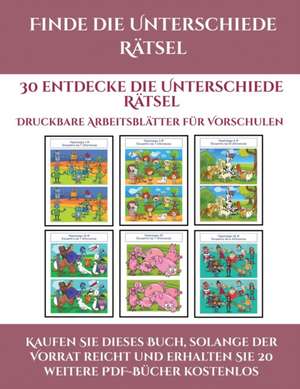 Druckbare Arbeitsblätter für Vorschulen (Finde die Unterschiede Rätsel) de Jessica Windham