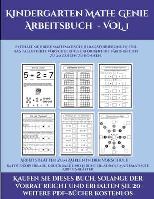 Arbeitsblätter zum Zählen in der Vorschule ((Kindergarten Mathe Genie Arbeitsbuch - VOL. 1) de Jessica Windham