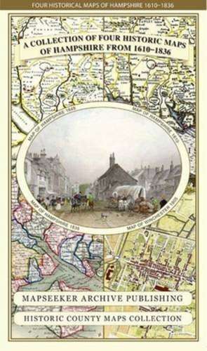 Hampshire 1610 - 1836 - Fold Up Map that features a collection of Four Historic Maps, John Speed's County Map 1611, Johan Blaeu's County Map of 1648, Thomas Moules County Map of 1836 and a Plan of Winchester 1805 by Cole and Roper. The maps also feature three historic views from the 1840's, Gosport, Men of War at Spithead and The Saluting Platform at Portsmouth. de Mapseeker Publishing Ltd.