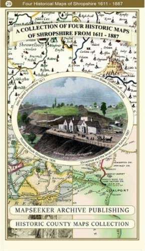 A Shropshire 1611 - 1836 - Fold Up Map that features a collection of Four Historic Maps, John Speed's County Map 1611, Johan Blaeu's County Map of 1648, Thomas Moules County Map of 1836 and a Map of the Severn Valley Railway in 1887.The maps also feature a number of early views across Shropshire including the famous Ironbridge over the Severn and the Severn at Bridgnorth. de Mapseeker Publishing Ltd Mapseeker Publishing Ltd