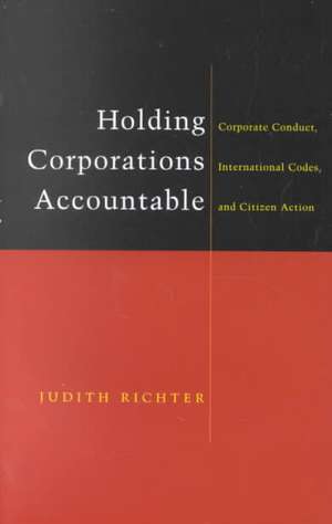 Holding Corporations Accountable: Corporate Conduct, International Codes and Citizen Action de Judith Richter