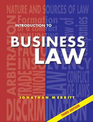 Introduction to Business Law 3rd Ed: Third Edition de J G Merritt