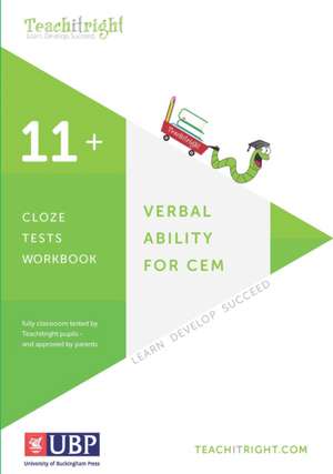 Verbal Ability for Cem 11+: Cloze Workbook de Teachitright