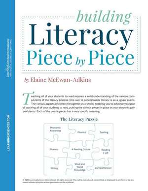 Building Literacy Piece by Piece Quick Reference Guide de Elaine McEwan-Adkins