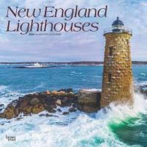 New England Lighthouses 2025 12 X 24 Inch Monthly Square Wall Calendar Plastic-Free de Browntrout