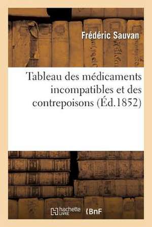 Tableau Des Medicaments Incompatibles Et Des Contrepoisons