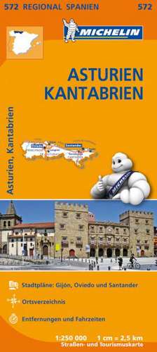 Michelin Regionalkarte Spanien Asturien, Kantabrien 1 : 250 000