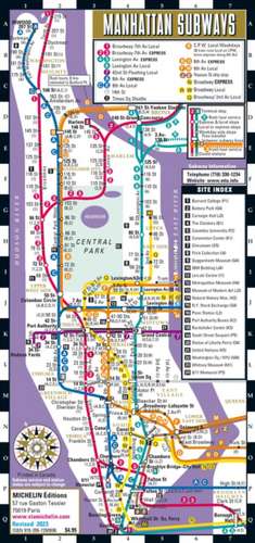 Streetwise Manhattan Bus Subway Map - Laminated Subway & Bus Map of Manhattan, New York de Michelin