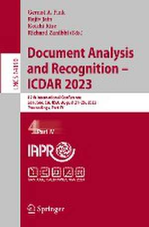 Document Analysis and Recognition - ICDAR 2023 de Gernot A. Fink