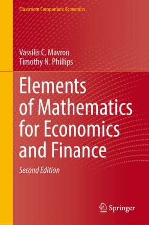 Elements of Mathematics for Economics and Finance de Vassilis C. Mavron