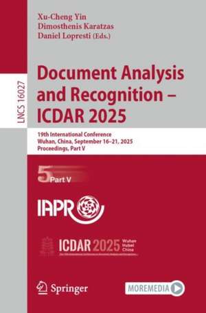 Document Analysis and Recognition - ICDAR 2025