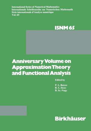 Anniversary Volume on Approximation Theory and Functional Analysis de P. L. Butzer