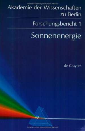 Sonnenenergie: Herausforderung für Forschung, Entwicklung und internationale Zusammenarbeit de Jochen Diekmann