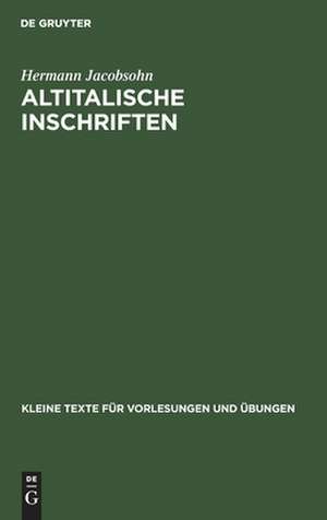 Altitalische Inschriften de Hermann Jacobsohn