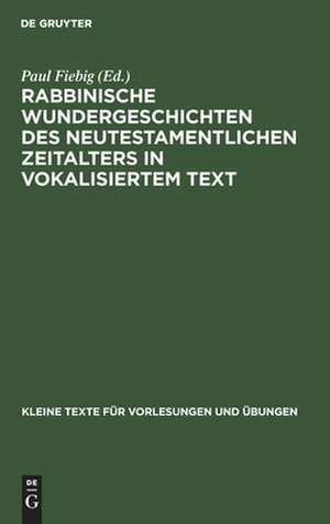 Rabbinische Wundergeschichten des neutestamentlichen Zeitalters in vokalisiertem Text: mit sprachlichen und sachlichen Bemerkungen de Paul Fiebig