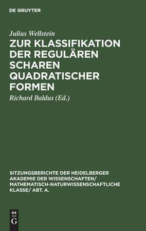 Zur Klassifikation der regulären Scharen quadratischer Formen de Julius Wellstein