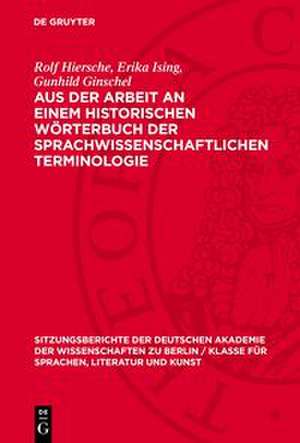 Hiersche, R: Aus der Arbeit an einem historischen Wörterbuch