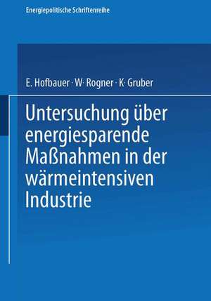 Untersuchung über energiesparende Maßnahmen in der wärmeintensiven Industrie de E. Hofbauer