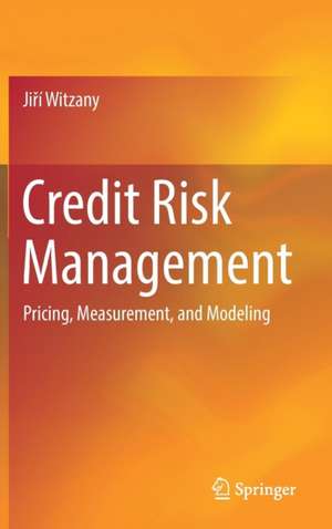 Credit Risk Management: Pricing, Measurement, and Modeling de Jiří Witzany