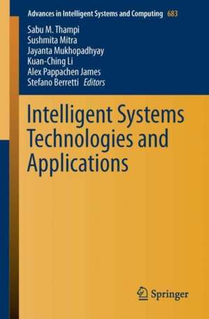 Intelligent Systems Technologies and Applications de Sabu M. Thampi