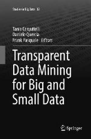 Transparent Data Mining for Big and Small Data de Tania Cerquitelli