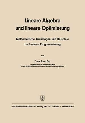 Lineare Algebra und lineare Optimierung: Mathematische Grundlagen und Beispiele zur linearen Programmierung de Franz Josef Fay