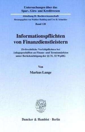 Informationspflichten von Finanzdienstleistern. de Markus Lange