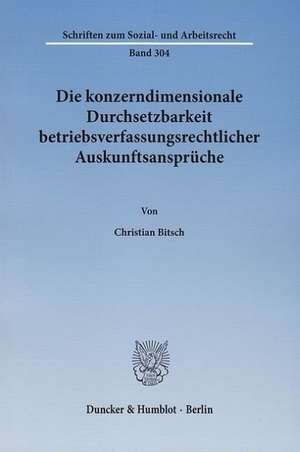 Die konzerndimensionale Durchsetzbarkeit betriebsverfassungsrechtlicher Auskunftsansprüche de Christian Bitsch