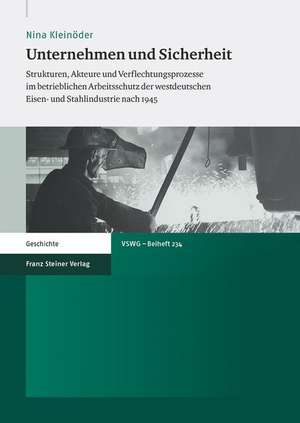 Unternehmen Und Sicherheit: Strukturen, Akteure Und Verflechtungsprozesse Im Betrieblichen Arbeitsschutz Der Westdeutschen Eisen- Und Stahlindustr de Nina Kleinöder