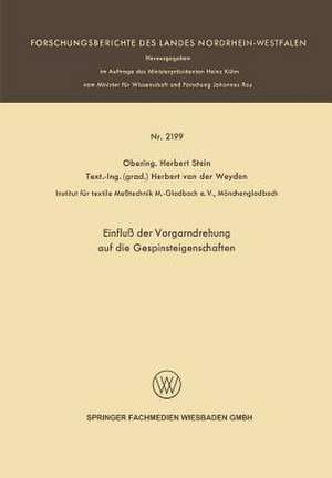 Einfluß der Vorgarndrehung auf die Gespinsteigenschaften de Herbert Stein