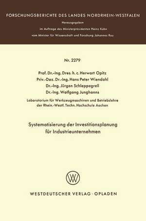 Systematisierung der Investitionsplanung für Industrieunternehmen de Herwart Opitz