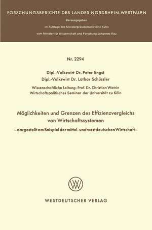 Möglichkeit und Grenzen des Effizienzvergleichs von Wirtschaftssystemen: — dargestellt am Beispiel der mittel- und westdeutschen Wirtschaft — de Peter Engst