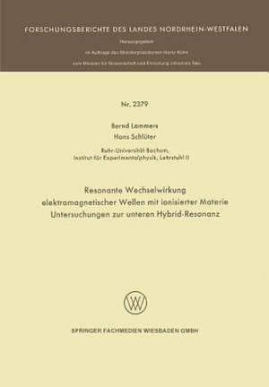 Resonante Wechselwirkung elektromagnetischer Wellen mit ionisierter Materie: Untersuchungen zur unteren Hybrid-Resonanz de Bernd Lammers