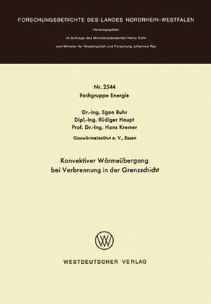 Konvektiver Wärmeübergang bei Verbrennung in der Grenzschicht de Egon Buhr