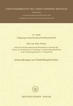 Untersuchungen zum Drehschlagschrauben de Peter Sieling