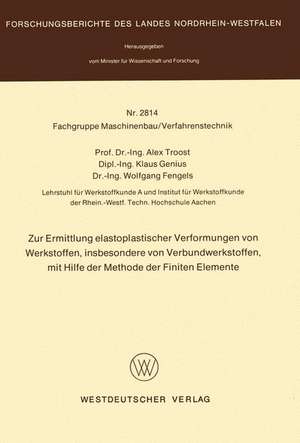 Zur Ermittlung elastoplastischer Verformungen von Werkstoffen, insbesondere von Verbundwerkstoffen, mit Hilfe der Methode der finiten Elemente de Alex Troost