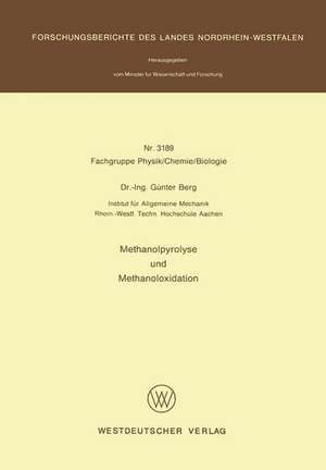 Methanolpyrolyse und Methanoloxidation de Günter Berg