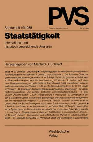 Staatstätigkeit: International und historisch vergleichende Analysen de Manfred G. Schmidt