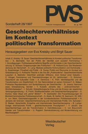 Geschlechterverhältnisse im Kontext politischer Transformation de Eva Kreisky