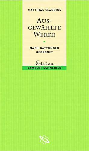 Ausgewählte Werke de Matthias Claudius