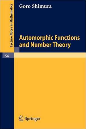 Automorphic Functions and Number Theory de Goro Shimura