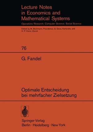 Optimale Entscheidung bei mehrfacher Zielsetzung de G. Fandel