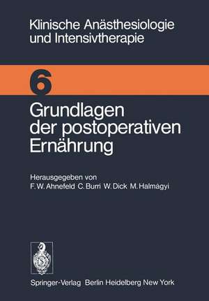 Grundlagen der postoperativen Ernährung: Workshop Mai 1974 de F. W. Ahnefeld