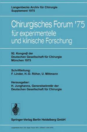 92. Kongreß der Deutschen Gesellschaft für Chirurgie, München, 7.–10. Mai 1975 de F. Linder