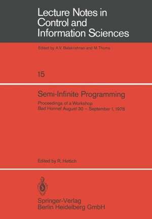 Semi-Infinite Programming: Proceedings of a Workshop, Bad Honnef, August 30 – September 1, 1978 de R. Hettich