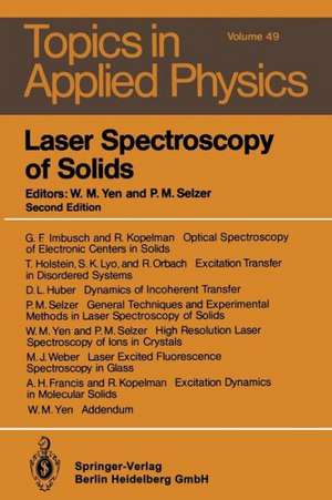 Laser Spectroscopy of Solids de William M. Yen