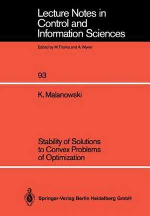 Stability of Solutions to Convex Problems of Optimization de K. Malanowski