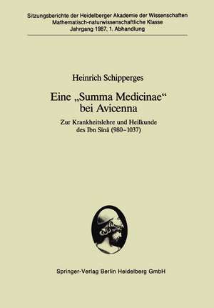 Eine „Summa Medicinae“ bei Avicenna: Zur Krankheitslehre und Heilkunde des Ibn Sīnā (980–1037) de Heinrich Schipperges